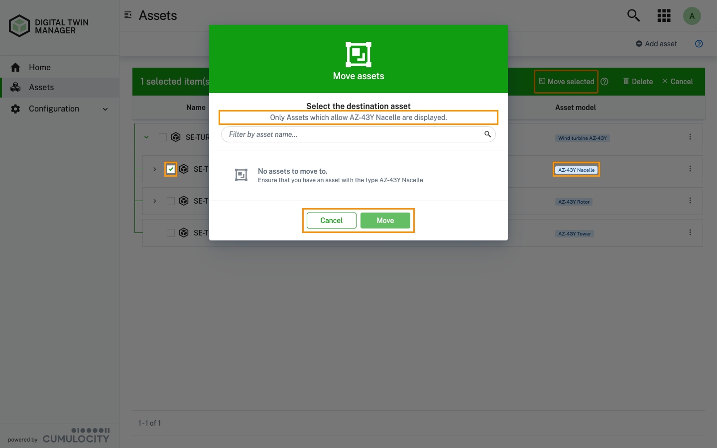 Asset movement